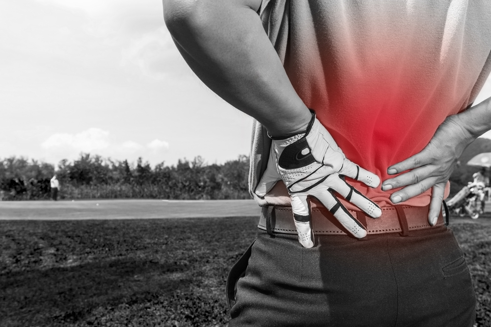 Golfer,Back,Pain,,Muscle,Injury,Concept.,Black,And,White,And